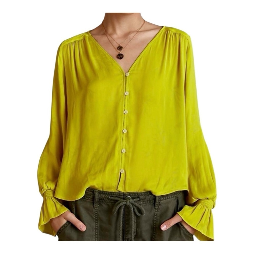 ANTHROPOLOGIE Vibrant Green Women's Blouse